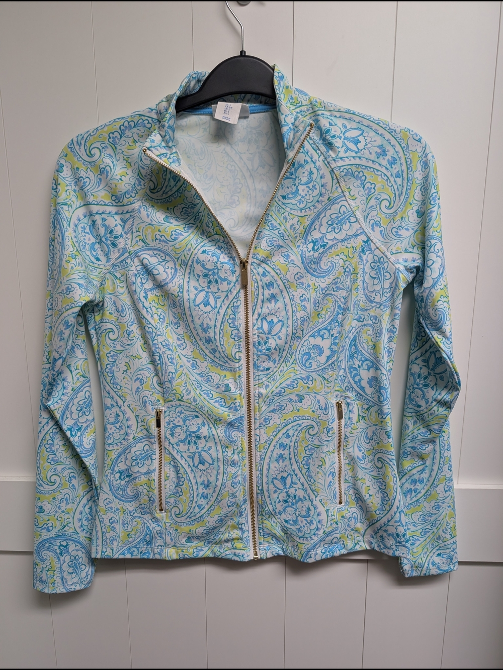 Sigrid Olsen Blue & Green Paisley Zip-Front Jacket
